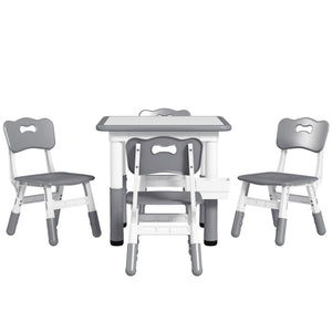 Qaba 5 Pieces Toddler Table and Chair Set, Height Adjustable Activity Table and Chair Set for Nursery Classroom