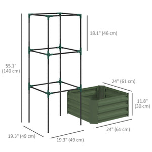Galvanized Planter Box, Outdoor Raised Garden Bed with 3-Tier Trellis Tomato Cage for Climbing Vines – view 16