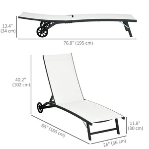 Outdoor Lounge Chair Set of 2, Tanning Chair with Wheels, Breathable Mesh for Patio, Backyard, Poolside – view 9