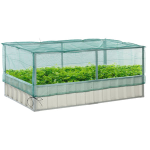 Raised Garden Bed, 5.7 x 3 x 2.3ft Steel Planter Box Outdoor with Cover, Gloves, Dark Grey – view 8