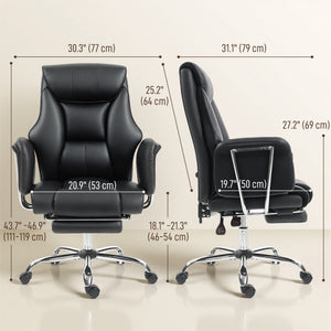 Reclining Office Chair, Overstuffed Executive Desk Chair with High Back, PU Leather, Footrest – view 2