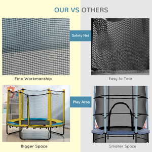 Qaba 4.6FT Trampoline for Kids with Enclosure Net for Ages 3-6, Indoor Outdoor Use