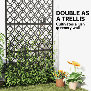 Metal Outdoor Privacy Screen, Freestanding Outdoor Divider with Stand, 78" x 48", Black