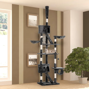 94"-102" Huge Cat Tree Ceiling High Cat Condo Scratching Post Activity Center Multi-Level Play House Light – view 21