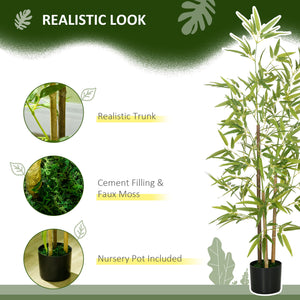 Set of 2 4ft Artificial Tree, Indoor Fake Bamboo with Pot, for Home Office Living Room Decor