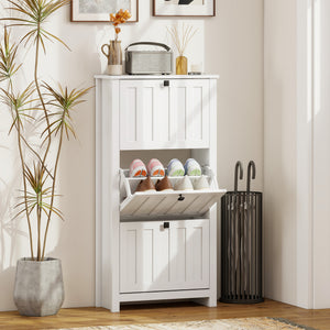 Slim Shoe Cabinet with 3 Flip Drawers, Shoe Storage Cabinet with Adjustable Shelves for Entryway – view 6