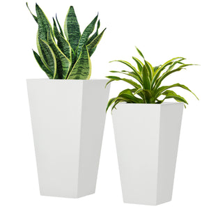 Set of 2 Tall Planters with Drainage Holes, 22" / 18" Outdoor Flower Pots for Patio, Yard, Garden, Black – view 8