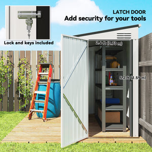 4' x 8' Outdoor Storage Shed Lean to Shed Outdoor Metal Tool Shed with Lockable Door and Air Vents – view 11