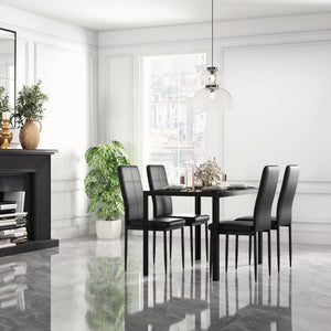 5-Piece Rectangular Glass Kitchen Table and Chairs with Metal Frame and Faux Leather Upholstery for Dining – view 13