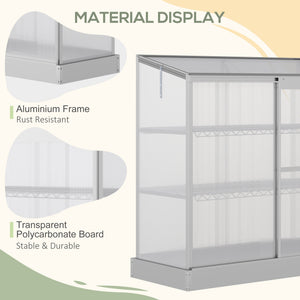 Aluminum Cold Frame Greenhouse, Raised Planter Bed Protection with Openable Top and 2 Shelves for Outdoor Indoor