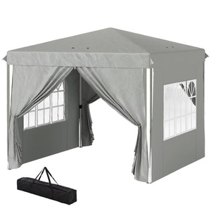 10' x 10' Pop-Up Canopy Tent with Sidewalls, Height-Adjustable, Carry Bag Included, for Outdoor, Garden