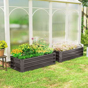 Galvanized Raised Garden Beds, Outdoor Planter Box, Set of 2, for Flowers, Herbs and Vegetables, Black – view 14