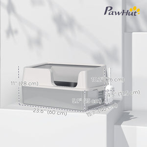 Stainless Steel Cat Litter Box with Lid with Scoop, High Sided, Non-Stick, & Anti-Urine Leakage, Easy Cleaning