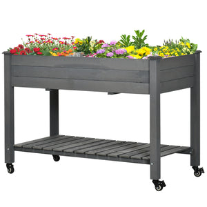 Mobile Raised Garden Bed Elevated Wood Planter Box with Lockable Wheels – view 8