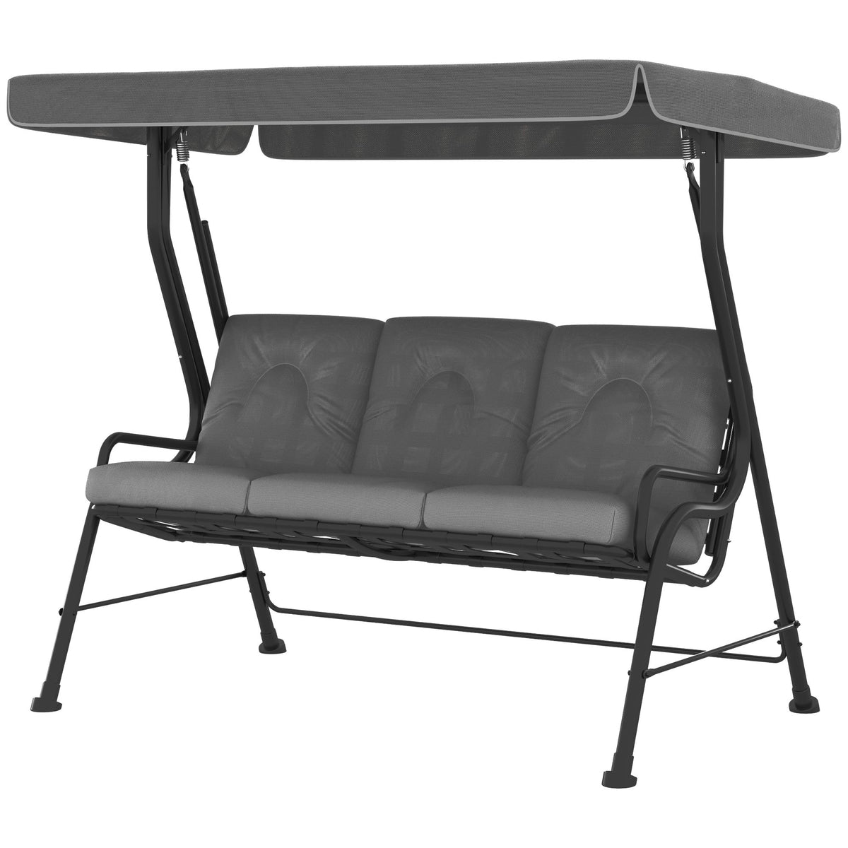 3-Person Porch Swing Chair, Patio Swing Bench with Adjustable Canopy – view 2