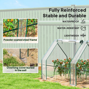 Portable Mini Greenhouse Tunnel Growing Tent Plants Flower Warm House w/ Zippered Roll-up Doors, Clear – view 15