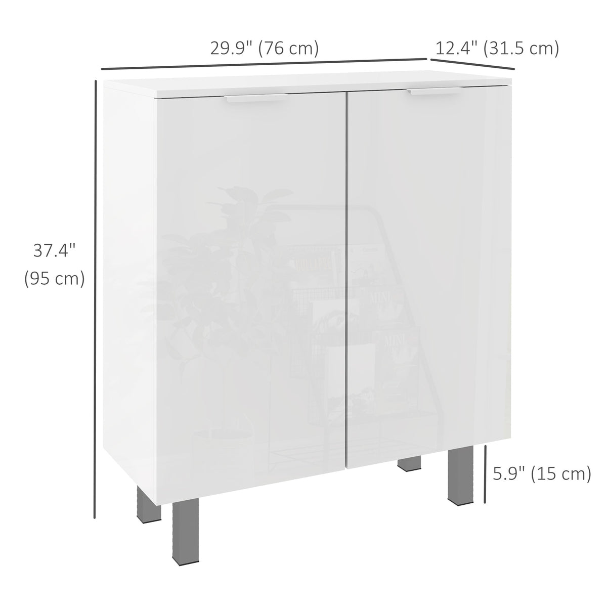 Shoe Cabinet, Shoe Storage Cabinet with Soft-Close Hinges and Adjustable Shelves, Holds 15-20 Pairs, High Gloss White