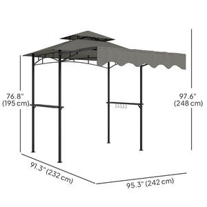 8' x 7.6' Grill Gazebo, Double Tiered Barbecue Grill Gazebo Shelter w/ Side Awning, 2 Side Shelves – view 23
