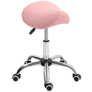 Cosmetic Stool 360° Rotate Height Adjustable Salon Massage Spa Chair Hydraulic Rolling Faux Leather Saddle