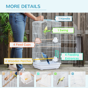 36" Bird Cage, Macaw Play House, Cockatoo, Parrot, Finch Flight Cage, 2 Doors, Perch 4 Feeder Pet Supplies, White