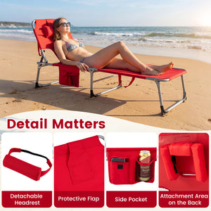 Tanning Chair with Face Arm Holes Folding Chair-Red view 9