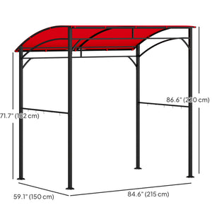 7' x 5' BBQ Grill Gazebo Tent, Garden Grill Canopy with Steel Frame and Hooks, Outdoor Sun Shade, Grey – view 58