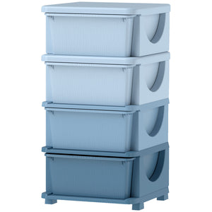 3 Tier Kids Toy Organizer and Storage Bins with 3 Plastic Drawers, Blue