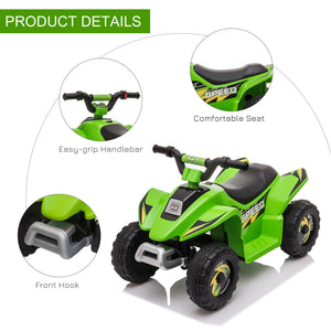 Aosom Kids Ride on ATV, 6V Battery Powered Quad Car with Forward, Reverse Switch, for Boys Girls 18-36 Months