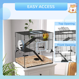 Hamster Cage, Gerbil Cage with Glass Basin for Small Hamsters, Black – view 6