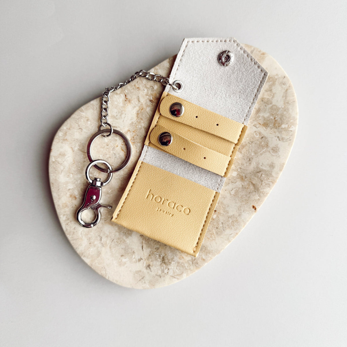 Le Micro Étui Mini Vegan Leather Pouch Keychain, Tan