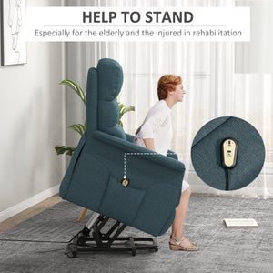 Lift Chair for Elderly, Power Chair Recliner with Remote Control, Side Pockets for Living Room, Blue – view 3