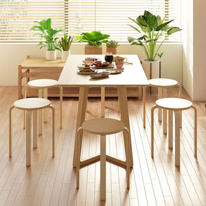 Round Stackable Chairs Set of 4, 18-Inch Backless Stacking Stools for Kitchen, Dining Room, Office, Outdoors