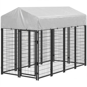 Outdoor Dog Kennel with Waterproof UV-Resistant Cover, 4 x 4 x 4.5 ft