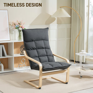 Modern Armchair, Upholstered Accent Chair with Curved Leg and Arm, Leisure Lounge Chair for Living Room – view 3