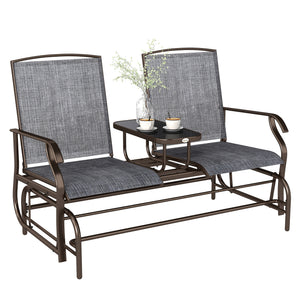 Patio Glider Rocking Chair 2 Person Outdoor Loveseat Rocker Garden Furniture Bench, Grey