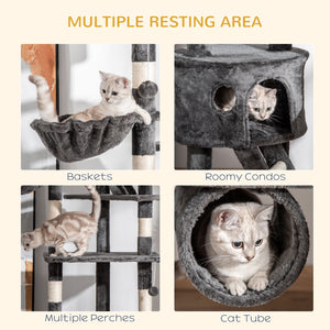 94"-102" Huge Cat Tree Ceiling High Cat Condo Scratching Post Activity Center Multi-Level Play House Light – view 20