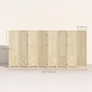 4.7' 3 Panel Wooden Room Divider with Pegboard Display, Folding Privacy Screen for Home Office, Natural – view 44