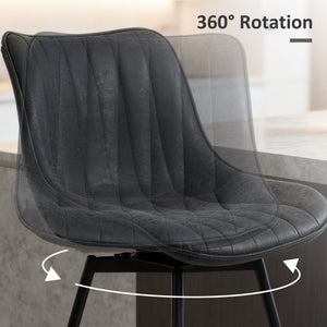 Set of 2 Counter Height Barstools, PU Leather Upholstered Bar Stools with Backrest – view 4