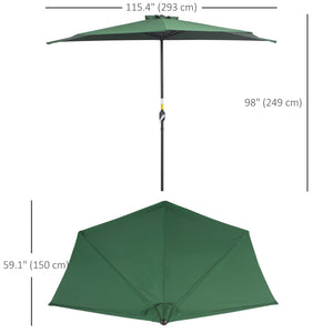 9.8ft Half Umbrella Semi Round Patio Parasol with Crank Handle, Top Vent for Garden – view 11