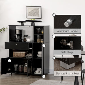 Compact Kitchen Pantry Cabinet Server Hutch Storage Buffet with Microwave Oven Stand Drawer and Shelves – view 12