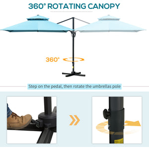 10' x 10' Cantilever Patio Umbrella, Double Top Square Offset Umbrella with 360° Rotation – view 3