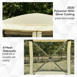 Pop-Up Tent, Foldable Screen Tent with Carry Bag, Zippered Door and Ground Stakes, Fits 3-4 People, Beige