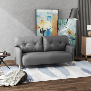 58" 2 Seat Sofa, Modern Love Seats Furniture, Upholstered 2 Seater Couch, Solid Wood Frame, Beige – view 13