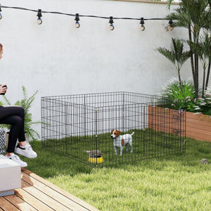 8 Panels Foldable Dog Playpen with Bottom Pad & Top Cover, 24" High