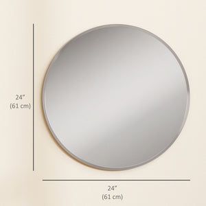 24" Decorative Wall Mirror for Bedroom Living Room, Modern Round Bathroom Mirror for Home Decor, Black – view 9