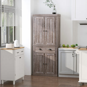 Long Standing Kitchen Cabinet w/ 2 Drawers MDF Board, Wood Grain