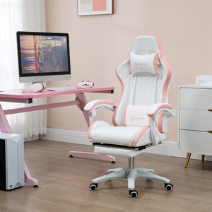Computer Gaming Chair, PU Leather Office Desk Chair with Footrest, Swivel Wheels, 135° Reclining Back, Black – view 14