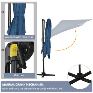 8' x 8' Square Patio Hanging Offset Umbrella with 360° Rotation – view 11