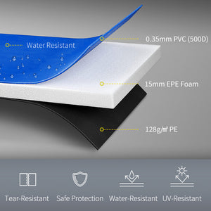 12ft Trampoline Pad, Trampoline Replacement Safety Pad Mat Spring Cover, Water-Resistant, UV-Resistant, Tear-Resistant Edge Protection, No Holes for Pole, Blue