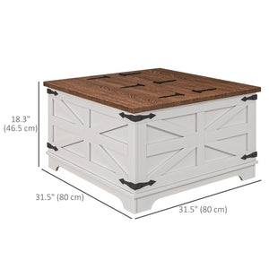 Farmhouse Coffee Table, Square Center Table with Flip-top Lids, Hidden Storage Compartment, Black – view 9